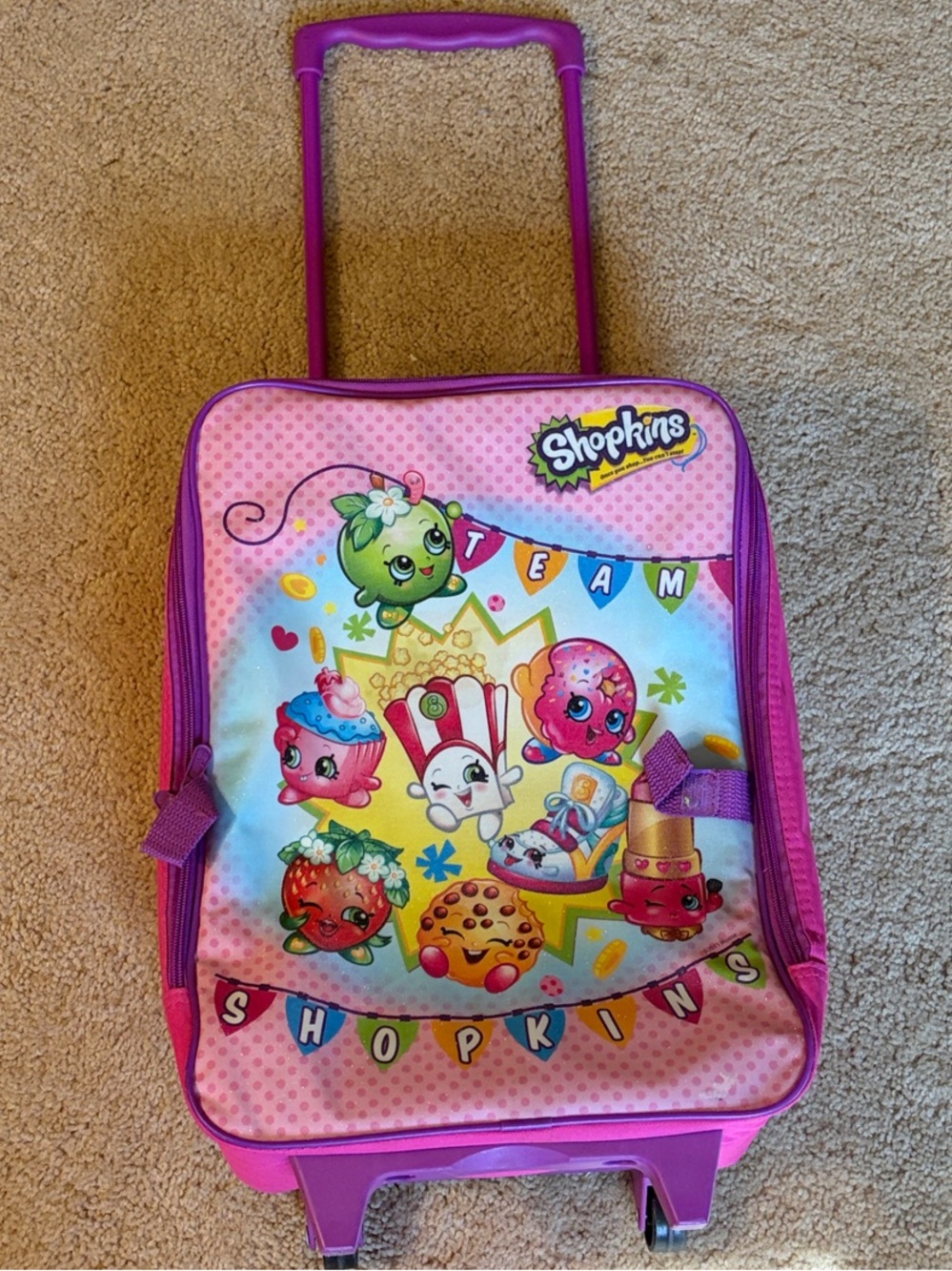 Shopkins Pink and Purple Kids Rolling Luggage